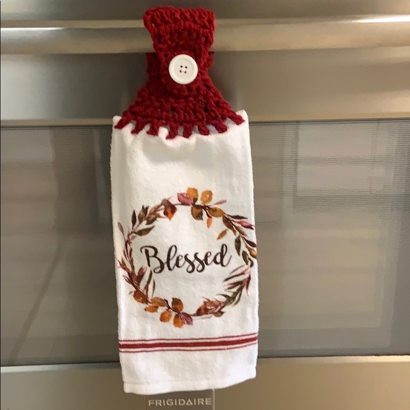 Hand Crafted Crocheted Top Hanging Kitchen Towels - Picture 3 of 3